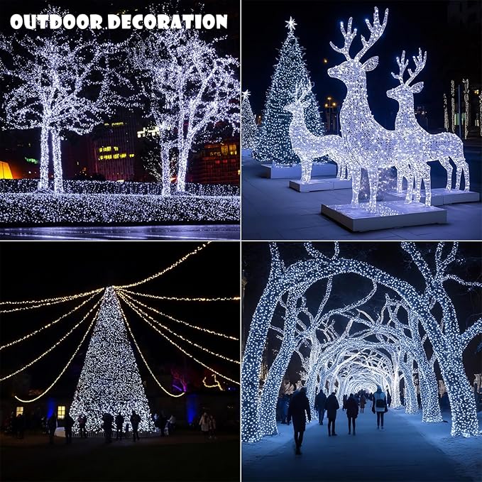 Fairy Lights Plug in,164FT 1000 LEDs Waterproof Led String Lights,8 Modes Remote Twinkle Light for Bedroom Window Weddings Christmas Holiday Decoration,Silver Wire,2 Inch Led Space,Cool White