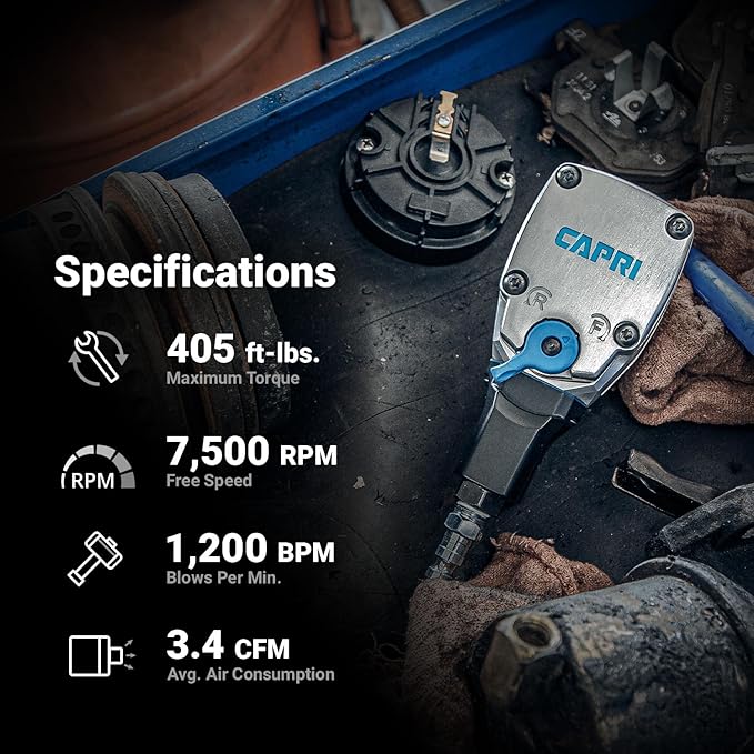 Capri Tools 1/2 in. Palm Air Impact Wrench, 400 ft. lbs.