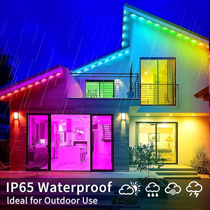 Permanent Outdoor Lights 400ft Smart Outside RGB LED Christmas Light, App Control Remote IP67 Waterproof Eternity Eaves Lighting for Halloween,House,Patio Decor ,Garden Decor, Decorations
