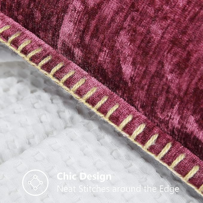 decorUhome Soft Chenille Throw Pillow Covers 20x20 Set of 2 Rhododendron | Fall Textured Decorative Throw Pillow Cases Stitched Edge Modern Farmhouse Luxury Boho Velvet for Couch Sofa Bed Home Decor