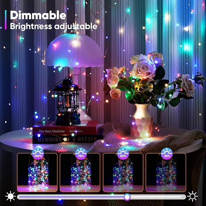 1 Pack 16.4 Ft. Battery Operated Outdoor String Lights with Remote & Timer, LED Multi Color Fairy Lights, Waterproof Twinkle Lights for Bedroom, Dorm, Mason Jar, Wedding, Party, Christmas