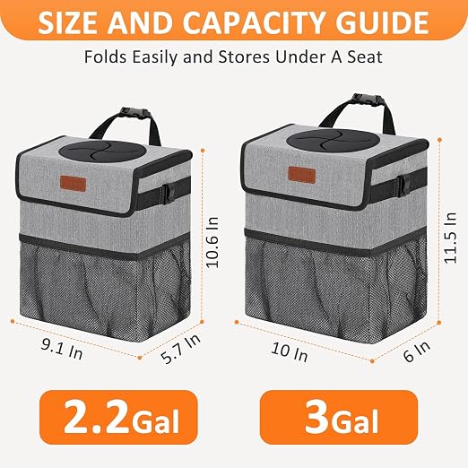 Vankor Car Trash Can Trash Bag Bin Hanging Waterproof Automotive Car Garbage Cans Leak Proof Vehicle Trash Can Grey