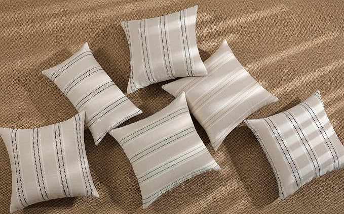 Hckot Stripe Throw Pillow Covers 12x24 Lumbar Sage Green Pillow Covers | Farmhouse Decorative Pillows Textured Linen Cushion Covers for Sofa Couch Bed Living Room Decor