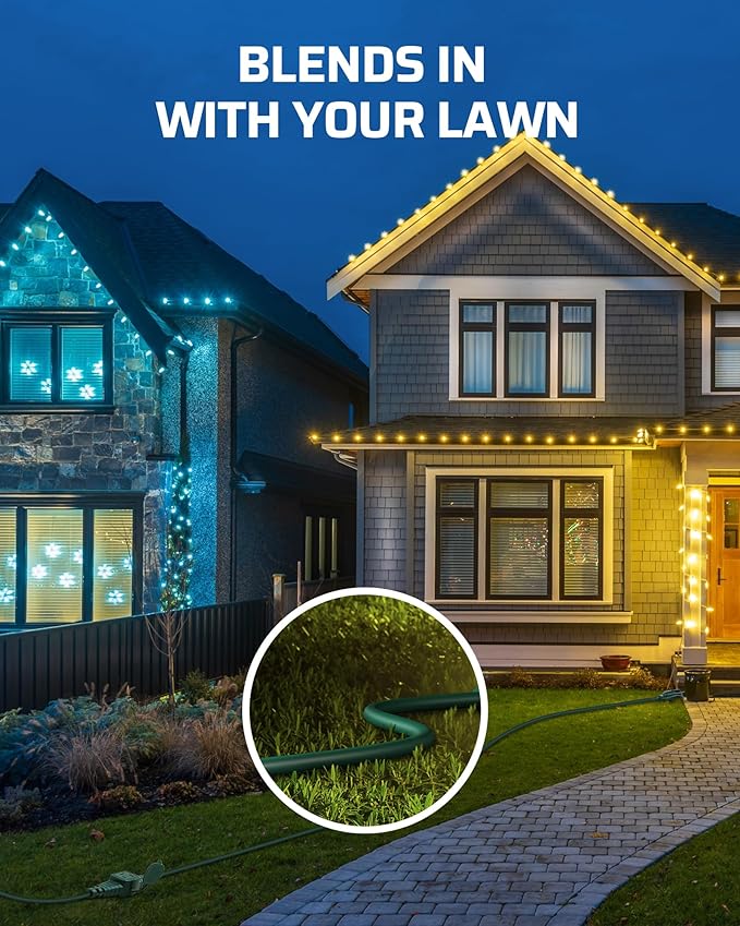 DEWENWILS 25Ft Outdoor Extension Cord, Evenly Spaced 3 Outlets Plugs with Safety Cover, 16/3 SJTW Weatherproof Wire for Outdoor String Lights, ETL Listed