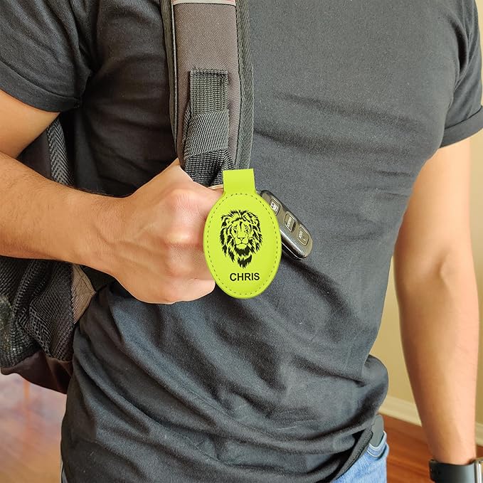LaserGram Oval Keychain, Off Road Racer, Personalized Engraving Included (Neon Green)