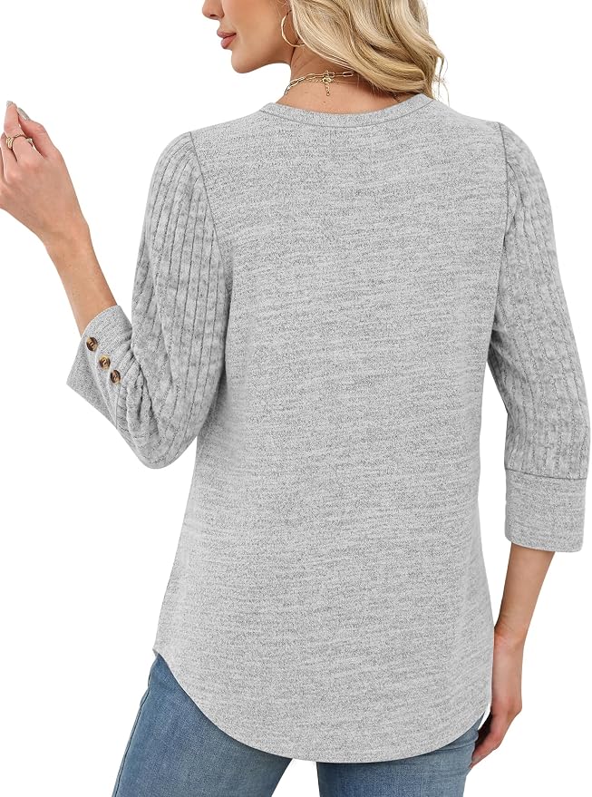 WIHOLL 3/4 Length Sleeve Womens Tops Sweaters Shirts Lightweight Spring Outfits 2026 Winter Clothing S-2XL