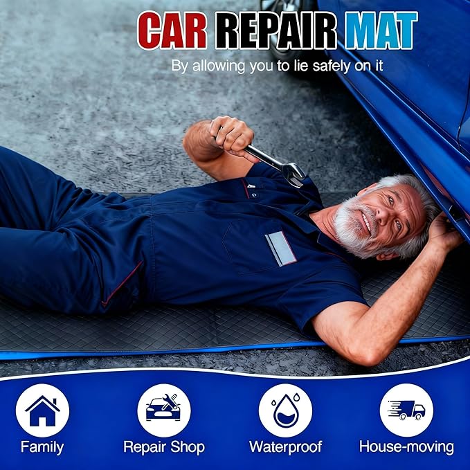 Rolling Creeper Mat, 60"x28" Under Car Repair Pad with Storage Bag, Foldable Low-Profile Mechanics Mat for SUVs, Trucks & Low Clearance Cars, Waterproof & Easy Clean Garage Floor Magical Rolling Mat