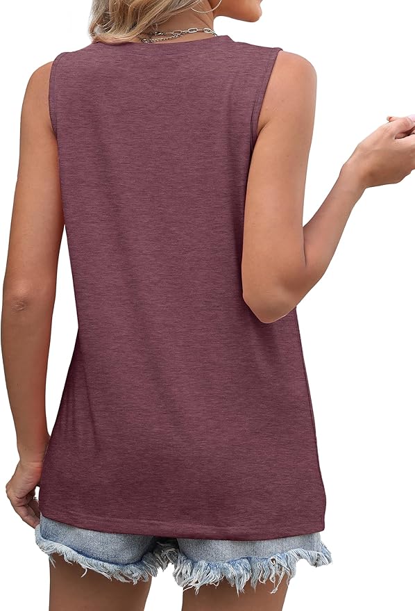 WIHOLL Women's Sleeveless Summer Crewneck Loose Fit Tank Tops