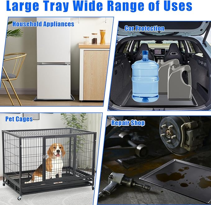2 Pack Car Oil Drip Pan, 23.6 x 19.68 x 1.2 in Oil Change Drain Pan, Plastic Oil Drip Tray for Under Car, Oil Catch Pan Tray for Garage, Fridges, Washing Machines, Cat Litter Box Bottom