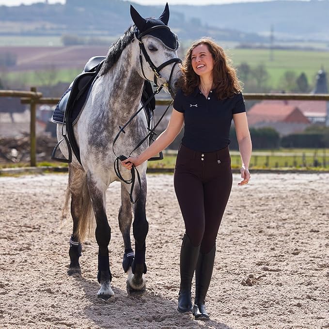 HORZE Adepto Open Front Tendon Boots | Durable Shell with Neoprene Lining - Dark Navy - Pony