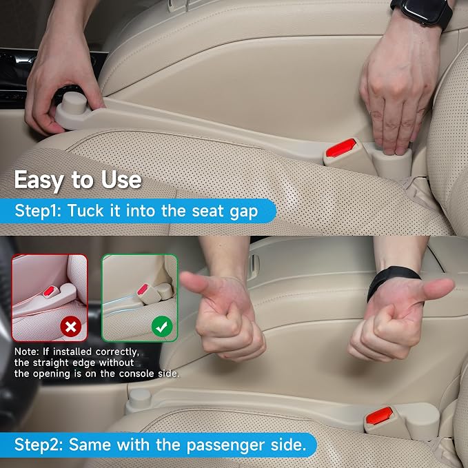Givifive Car Seat Gap Filler Set of 2, 3IN1 Seat Side Gap Filler Plug with Storage Slot & Hook Function, Soft Foam Universal Fit Car SUV Truck Fill Gap Between Seats Console Organizer���Narrow Ivory���