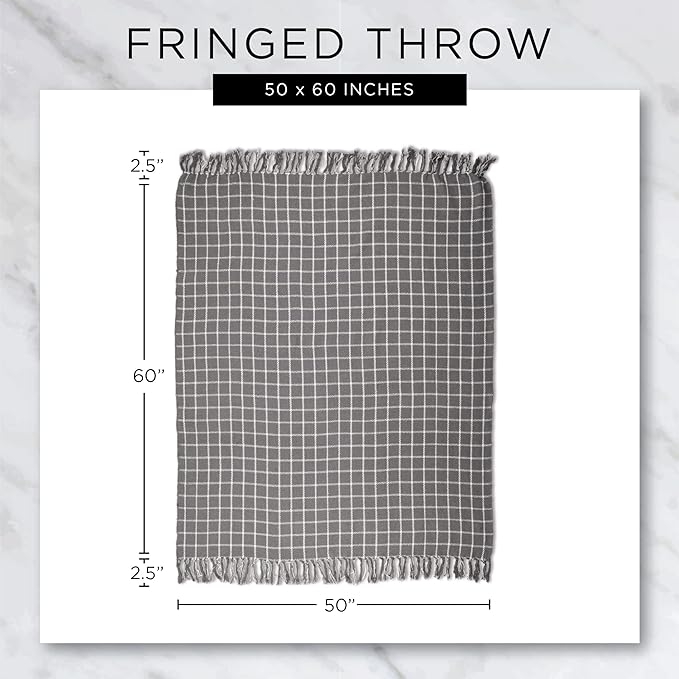 DII Rustic Farmhouse Double Diamond Woven Throw,Stone, 50x60 (Pack of 12)