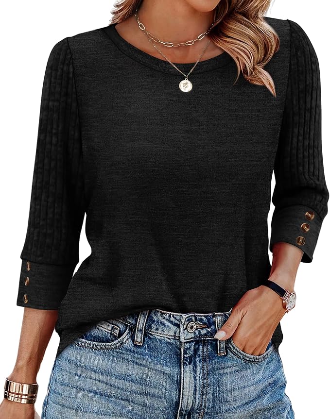 WIHOLL 3/4 Length Sleeve Womens Tops Sweaters Shirts Lightweight Spring Outfits 2026 Winter Clothing S-2XL