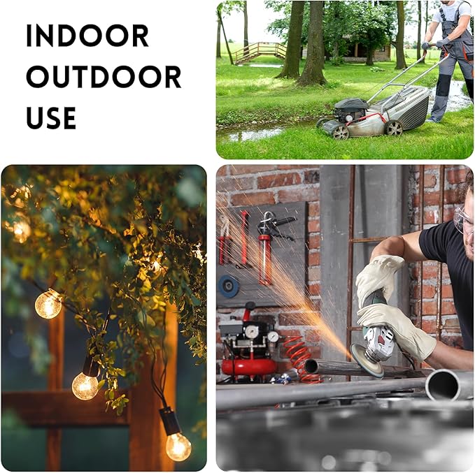 10 Gauge Heavy Duty Outdoor Extension Cord 50 FT, Waterproof Exterior Extension Cable with Lighted, 3 Prong Appliance Power Cord Outside, SJTW, 125 VAC, 15 Amp, 1875 Watts, Orange