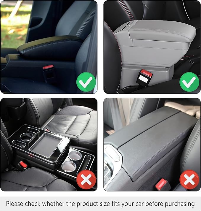 Stacool Upgraded Car Center Console Cover,Microfiber Leather Car Armrest Cover Cushion with 2 Storage Bags,Universal Car Armrest Storage Box (Beige)