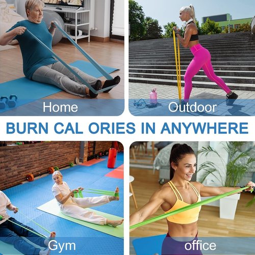 Lianjindun Resistance Bands Set - 5 Pcs Latex-Free Exercise Bands for Pilates, Yoga & Physical Therapy