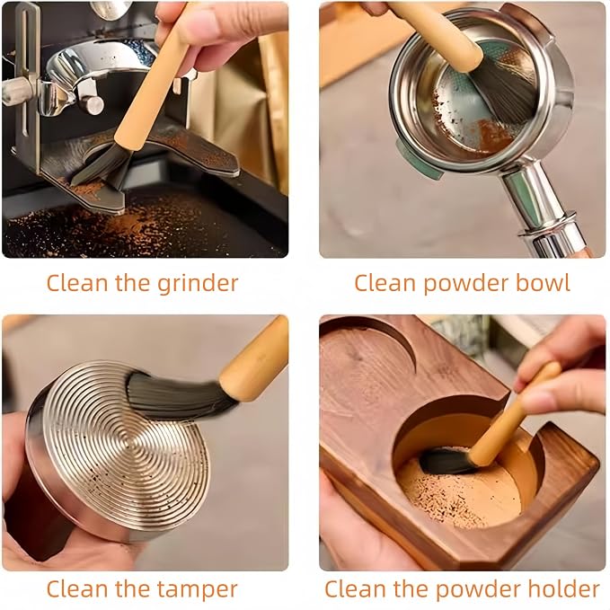 3-Piece Coffee Brush Grinder Cleaning Tool Household Cleaning Brush Set For Removing Coffee Grounds and Table Top Bar Coffee Powder