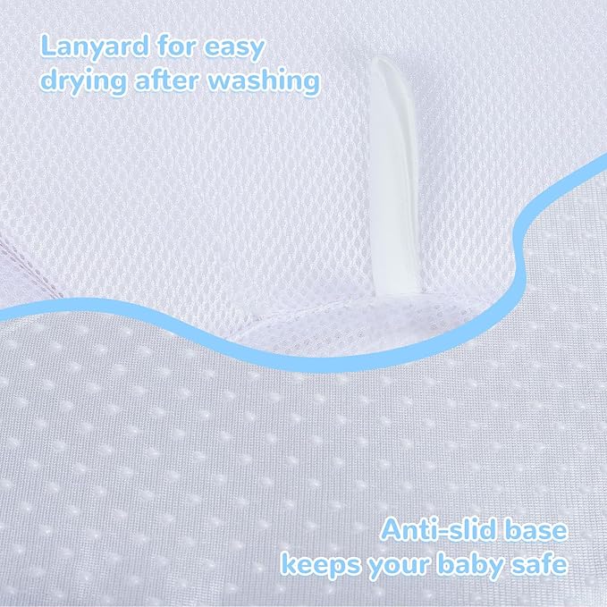 Premium Baby Bath Pad with Butterfly Flower - Ultra Soft & Quick Dry Bathtub Mat for Newborns, Anti-Slip Sink Cushion (Red-Blue)