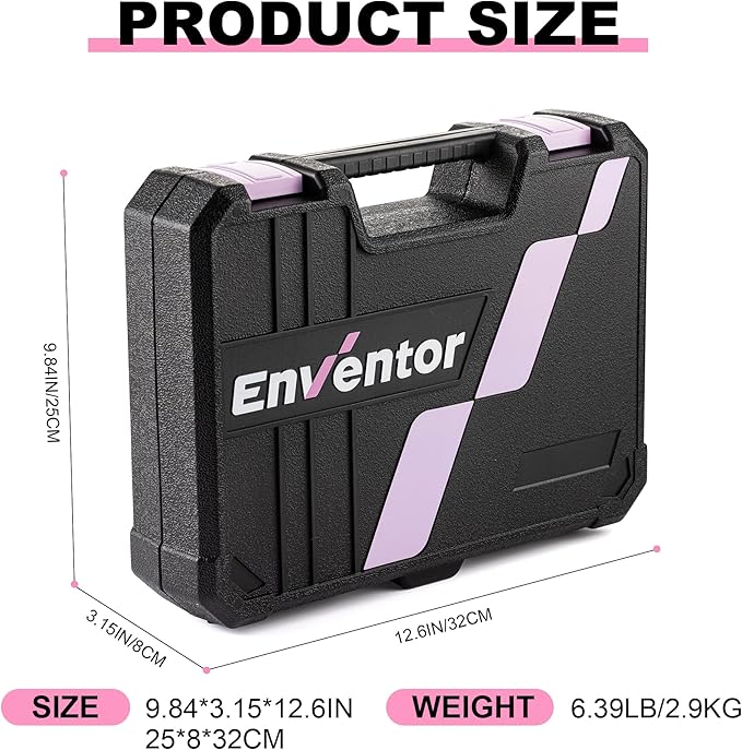 Enventor Pink Tool Kit Set for Women, 146PCS General Household Hand Tool Kit with Storage Toolbox, Ladies Small Basic Tool Kits for Home Maintenance, DIY Projects