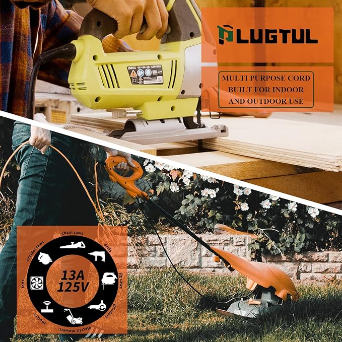 Outdoor Extension Cord 50 FT Waterproof, 16/3 Gauge Heavy Duty 3 Prong Extension Cord, 13A 1625W SJTW, ETL Listed, Great for Garden and Home, Orange