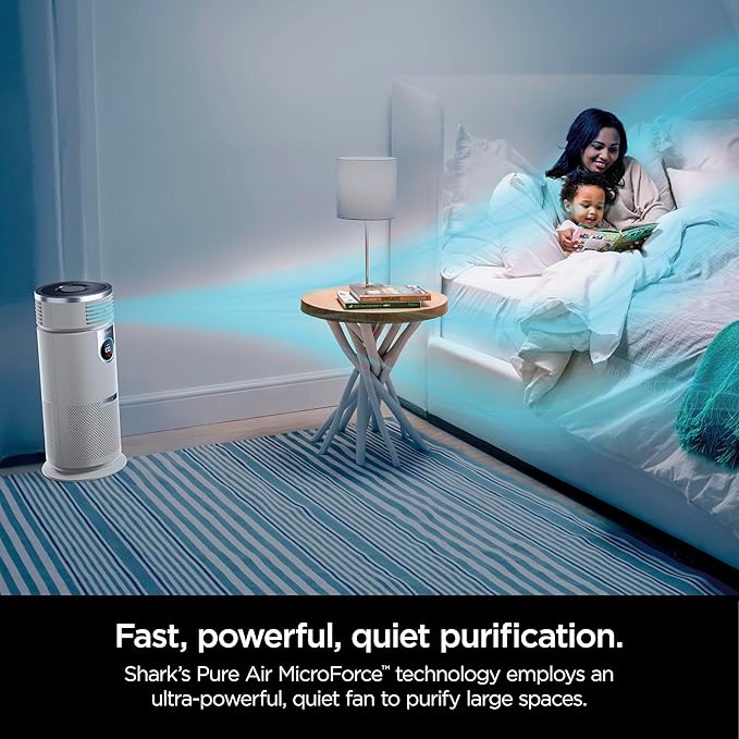Shark 3-in-1 Clean Sense Air Purifier, Heater & Fan, HEPA Filter, 500 Sq Ft, Oscillating, Captures 99.98% of Particles for Clean Air, Dust, Smoke & Allergens, White, HC450
