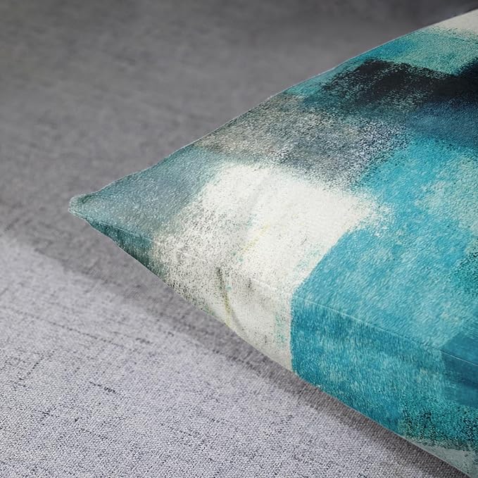Emvency Throw Pillow Covers Set of 2, 16 x 16 Inch, Abstract Teal Turquoise | Modern Painting Outdoor Decorative Square Pillow Cases Couch Cushion Case for Couch Bed Sofa Living Room Home Decor