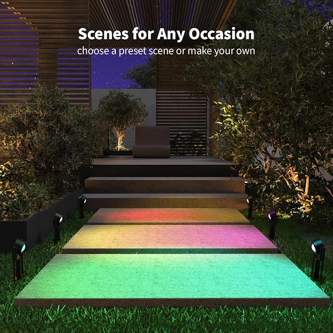 HISTAR Low Voltage Landscape Lighting with Bluetooth App Control & Remote, Outdoor Spot Lights for Fence Tree Pathway Lawn Decor, IP65 Waterproof All-in-One Permanent Outdoor Lights (6pack-RGBW)