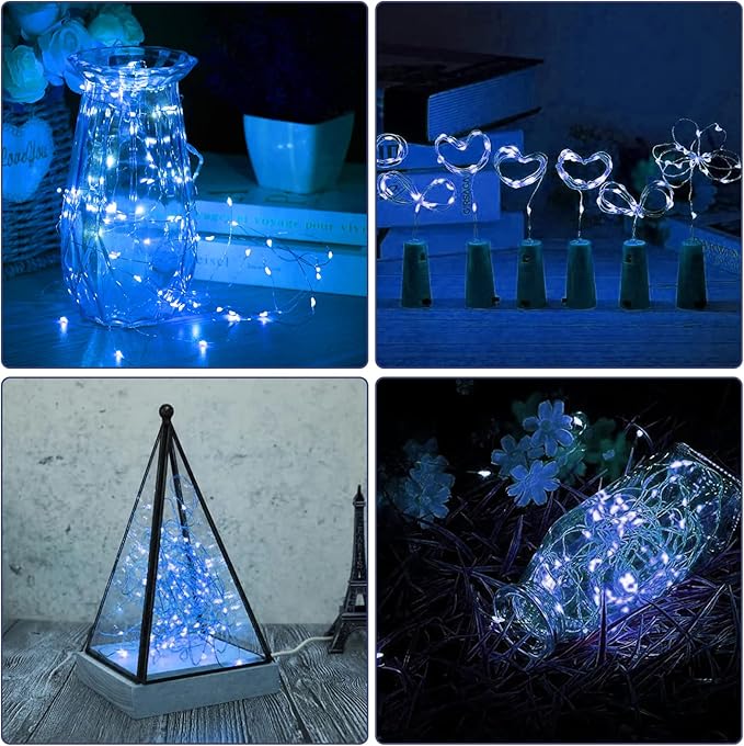 Bexdir 12 Pack Fairy Lights Battery Operated String Lights,7FT 20LED Waterproof Silver Wire Christmas Lights Outdoor,Firefly Mini Lights for Bedroom Party Birthday Wedding Home Decor