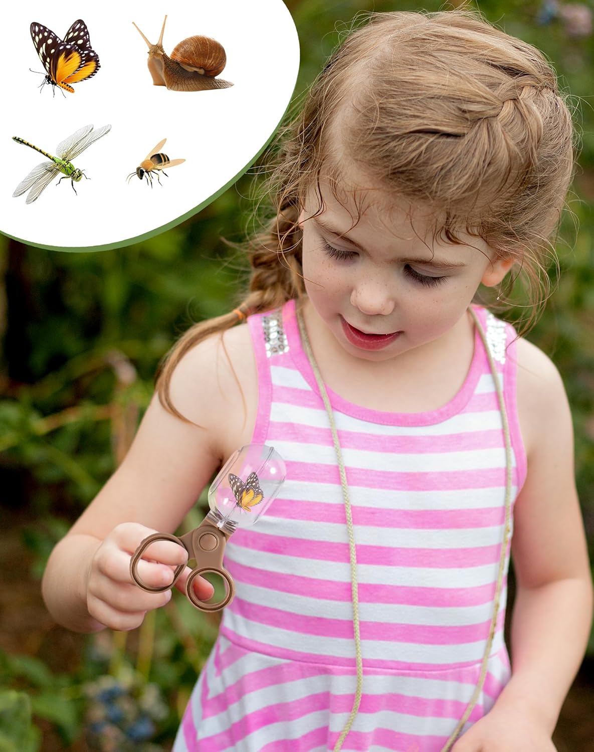 ROBUD Dual Kids Explorer Kit, Bug Catcher Kit with Bags Kit, Green Outdoor Exploration Set for Camping, Montessroi Toy for Kids Coming Closer to Nature,WRP29