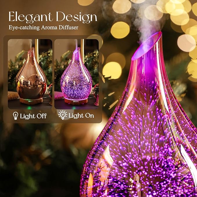 Porseme 280ML Essential Oil Diffuser, Aroma Ultrasonic Humidifier with Remote Control, BPA Free, Auto Shut-Off, Timer Setting