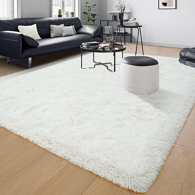 Tepook Soft 3x5 Small Bedside Rug Washable, Fluffy Shaggy Rugs for Living Room Bedroom, Plush Indoor Floor Carpet for Kids Girls Boys Dorm Nursery Home Decor Aesthetic, Cream White