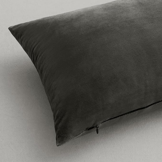 MIULEE Velvet Throw Pillow Covers 20x20 Inch Pack of 2 Medium Gray | Soft Solid Decorative Pillow Covers, Modern Luxury Home Decor, for Couch Chair Sofa Bedroom Livingroom