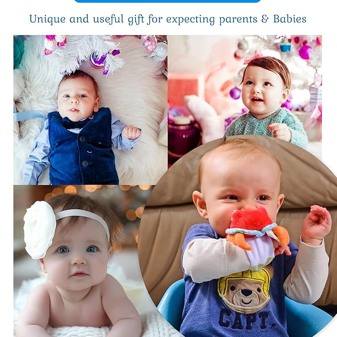 Wristy Buddy Teething Ring for Babies 0-6 8 10 12 Months | Cute Soft Crab Teething Toys & Gloves | Baby Teething Relief Toy Pack | Infant Chew Toys for 3-6 Months, 1 2 3 Years