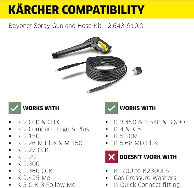 Kärcher - 25 ft. Hose and Spray Gun - Combo Kit for Karcher Electric Power Pressure Washers K2-K5 – Quick-Connect