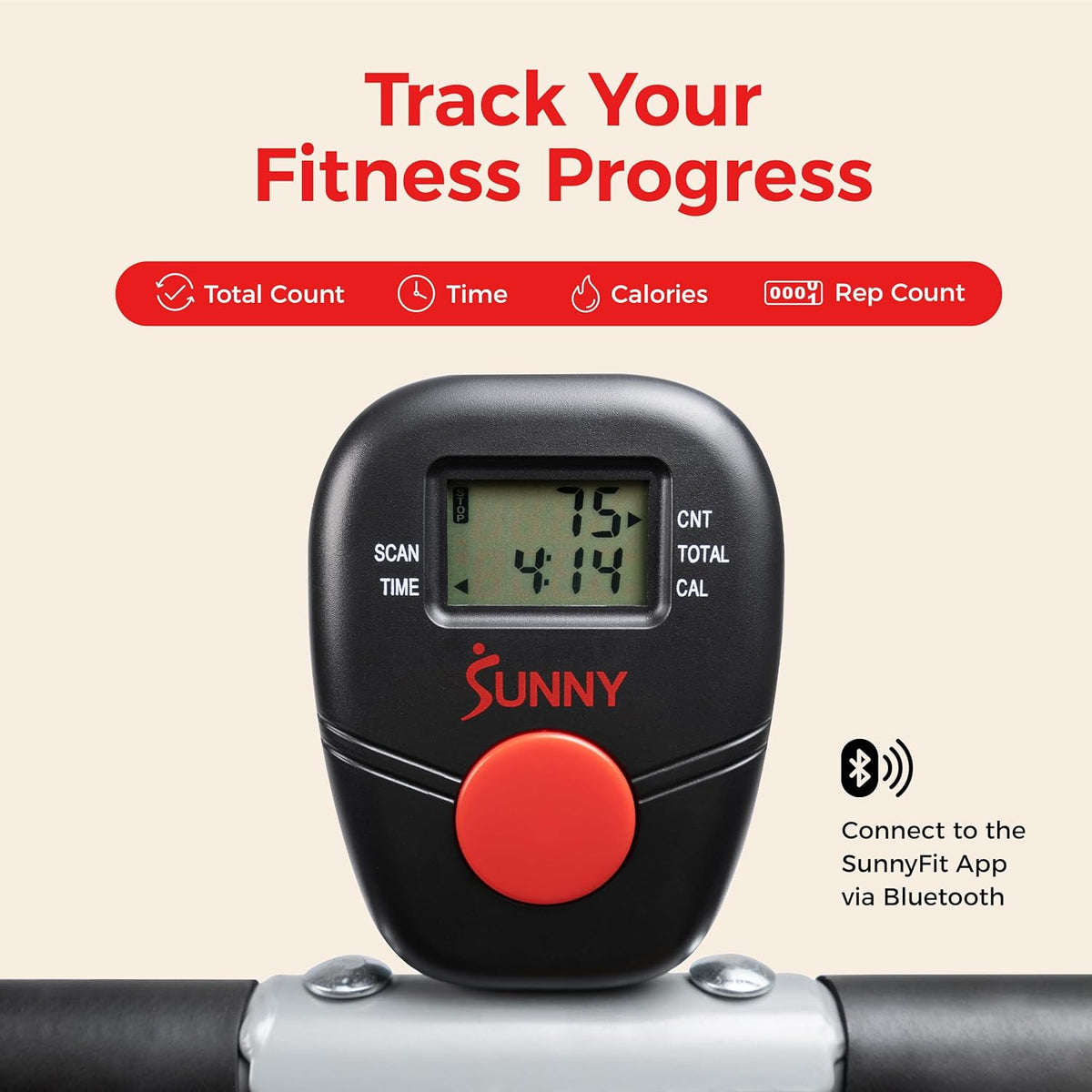 Sunny Health & Fitness Smart Row-N-Ride | Foldable Glute & Leg Trainer with SunnyFit App Connection