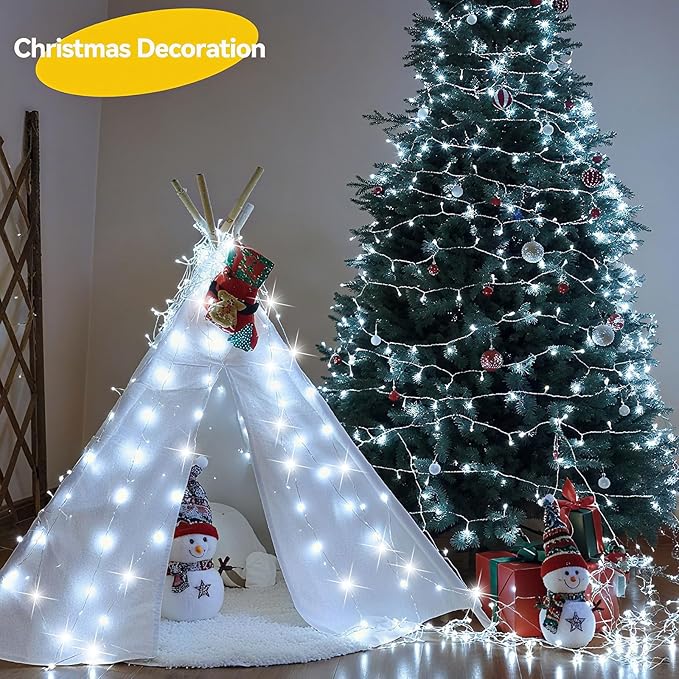 LitHome 2 Pack Cool White Fairy Lights Battery Operated, 20 FT 60 LED Twinkle Lights Battery Operated 2 Modes, Waterproof Led Fairy String Light for Indoor Outdoor Christmas Wedding Bedroom Decor