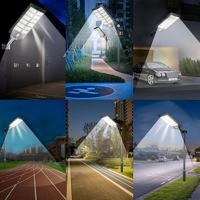 9000W Commercial Solar Parking lot Lights, 260000LM Solar Street Lights Outdoor Waterproof Wide Angle Lamp with Remote, Outdoor Motion Sensor Light for Parking Lots and Yard