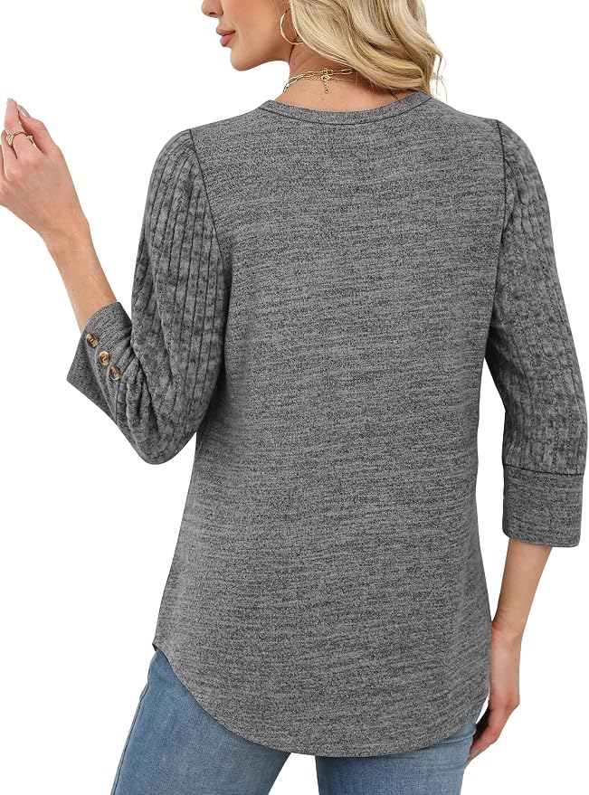 WIHOLL 3/4 Length Sleeve Womens Tops Sweaters Shirts Lightweight Spring Outfits 2026 Winter Clothing S-2XL