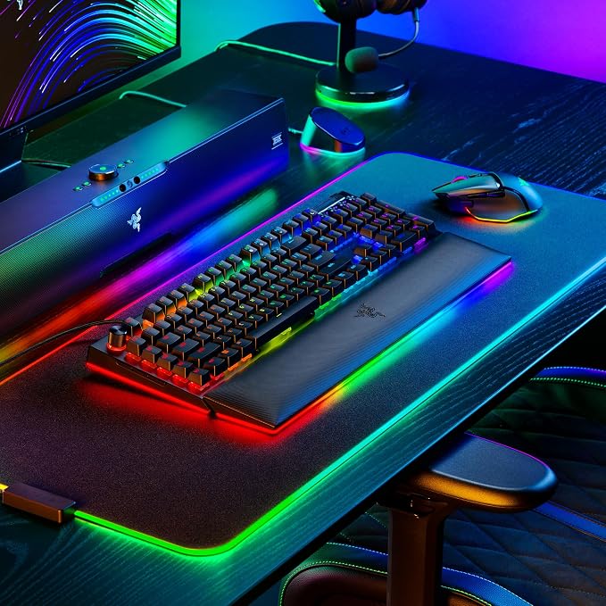 Razer BlackWidow V4 Pro Wired Mechanical Gaming Keyboard, Orange Switches | Tactile & Quiet Switches, Doubleshot ABS Keycaps, Command Dial, 8 Dedicated Macro Keys, RGB, Snap Tap, Magnetic Wrist Rest