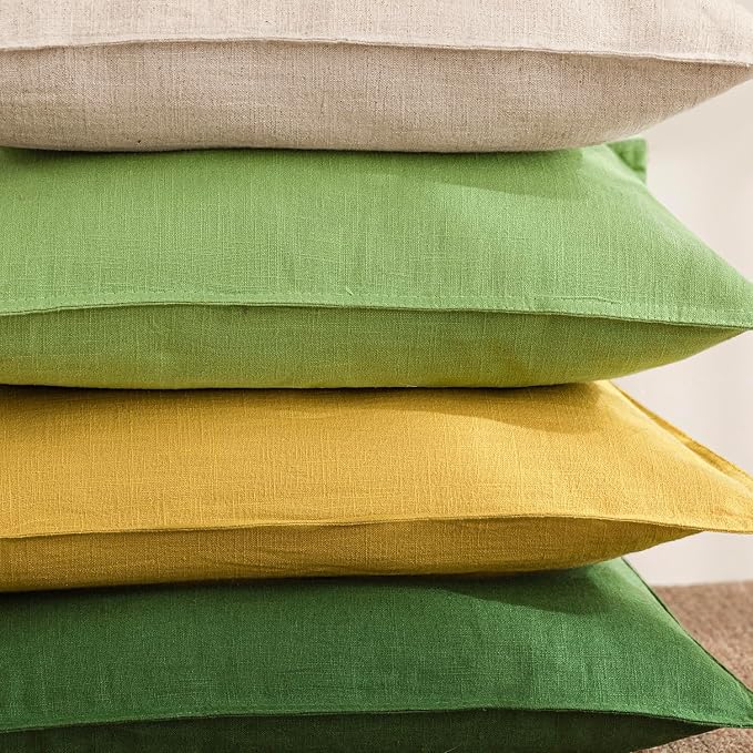 Foindtower Pack of 2, Decorative Linen Solid Throw Pillow Covers Soft Accent Euro Cushion Case Farmhouse Neutral Pillowcase for Chair Couch Sofa Bed Living Room Home Decor 20 x 20 Inch Ginger Yellow