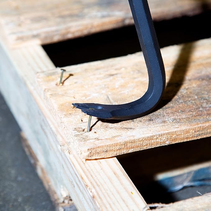GreatNeck WR12 12-Inch Wrecking Bar, Pull Nails, Pry Apart Wood, Goosenecked Nail-Pulling End Provides Leverage for Heavy Pulling, Bent Chisel Head for Prying and General Demo