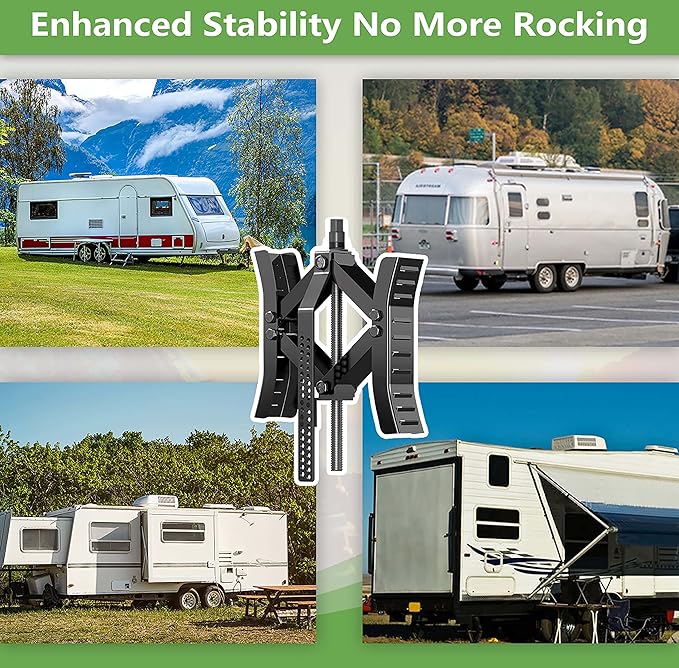 RVPNR217B RV Wheel Chock Stabilizer,Camper x chocks Travel Trailer, Wheel Chocks for Travel Trailers, Tire chocks rv Trailer (2 Packs) with Ratchet and Password Locks (Black)