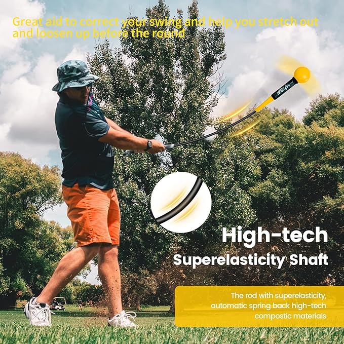 Golf Swing Trainer Aid - Power Flex Golf Swing Training aid for Strength and Tempo Golf Swing Speed Trainer Golf Training aid Golf Warm up Stick