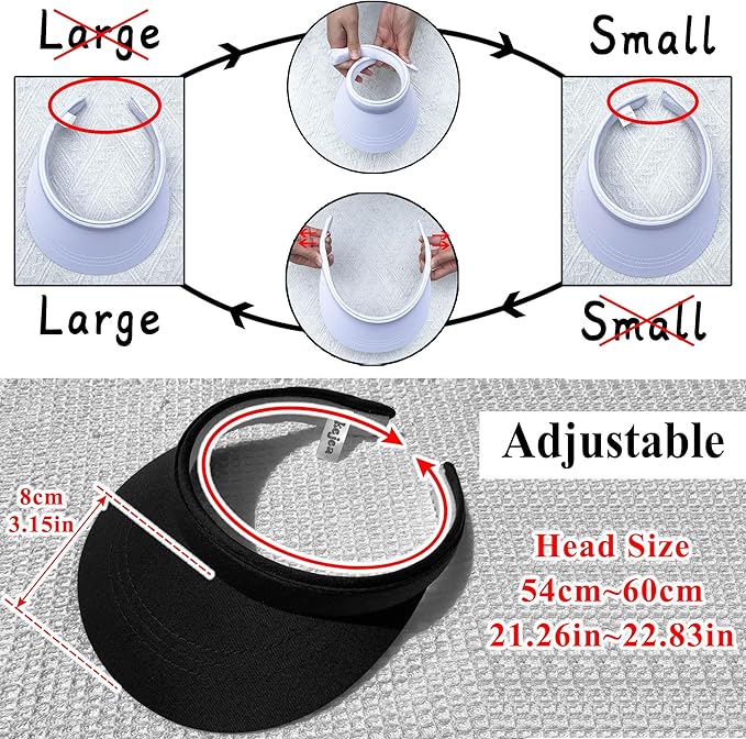 3 Pack Sports Sun Visor Hat Women Men Adjustable Clip On Visors Outdoor Golf Beach Cap