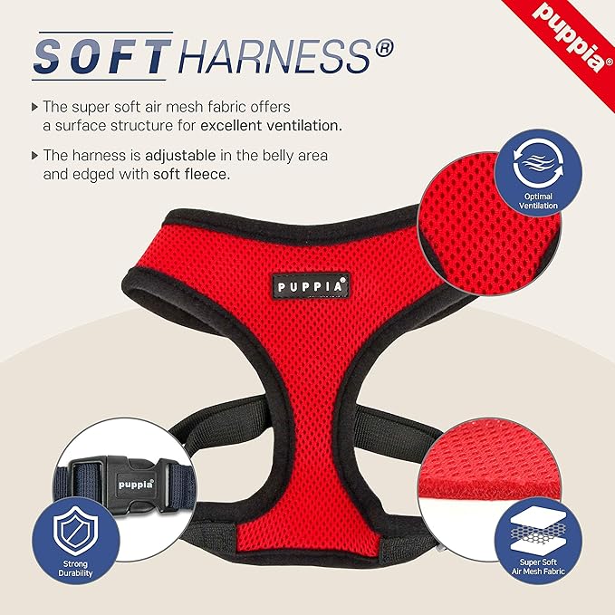 Puppia Soft Dog Harness No Choke Over-The-Head Triple Layered Breathable Mesh Adjustable Chest Belt and Quick-Release Buckle, Camouflage, X-Large