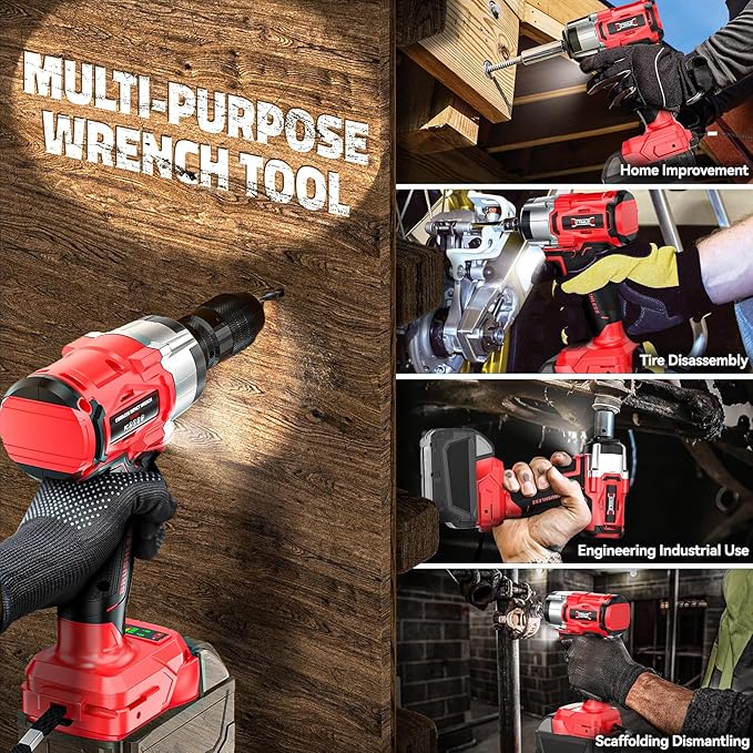 Cordless Impact Wrench 1/2 inch for Milwaukee 18v Battery (Bare Tool), 300 FT-LBS(400 N.m) Brushless Impact Driver, Portable Electric Impact Gun with LED Work Light, Variable Speeds, 3-Speed Control