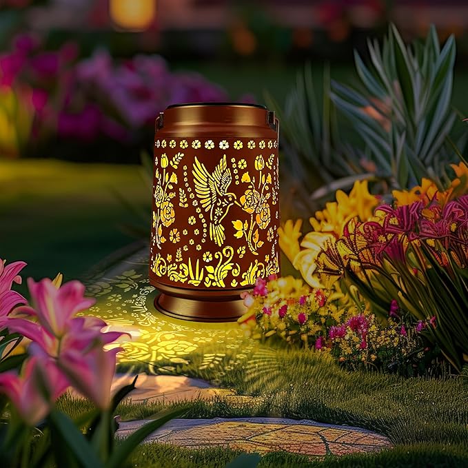 KY&BOSAM Solar Hummingbird Lanterns Outdoor Waterproof,LED 300 Lumens Metal Hanging Outside Lantern Lights Decorative for Yard Backyard Porch Garden Decorations Birthday Gifts for Women Mom Grandma