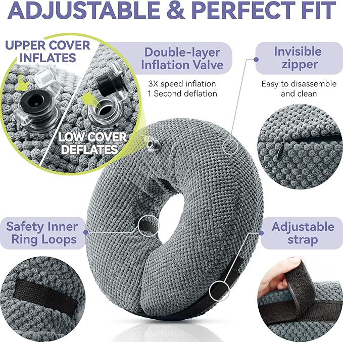 Soft Inflatable Dog Cone Collar for Large Medium Small Dogs Cats - After Surgery Donut, E Collar Alternative for Recovery