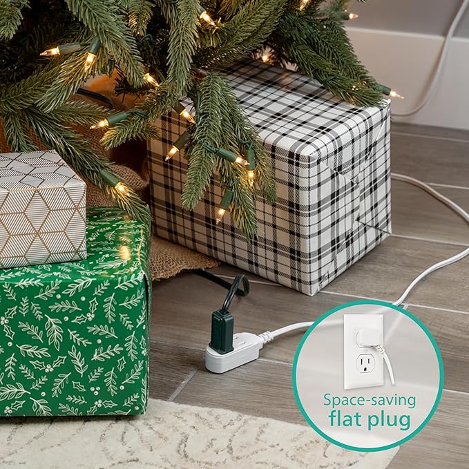 Philips 2-Pack Indoor Extension Cord Power Strip 15 ft, Flat Plug with Multiple Outlets, 2 Prong, White, ETL Listed, SPS3185W/37
