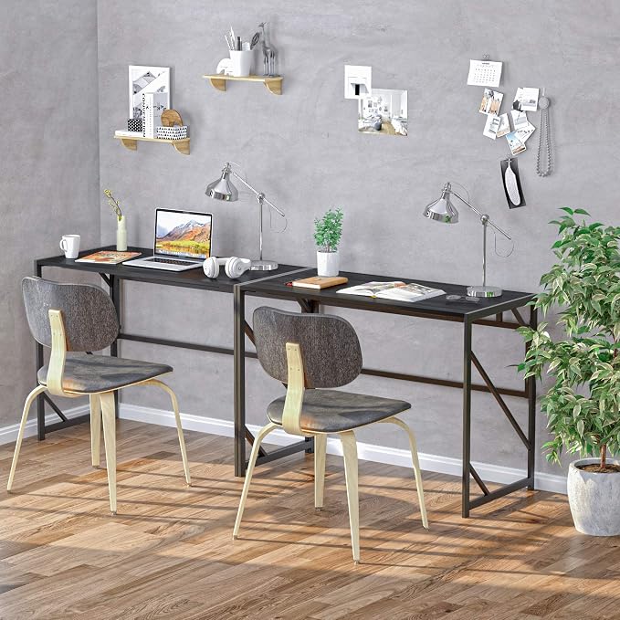 Elephance Folding Desk Writing Computer Desk for Home Office No-Assembly | Study Office Desk,Foldable Table for Small Spaces,31.5 Inch,Black